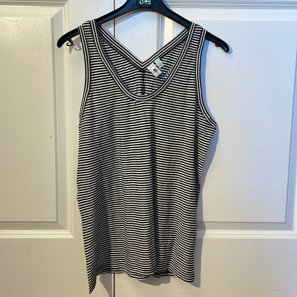 Susina horizontal striped gathered tank top